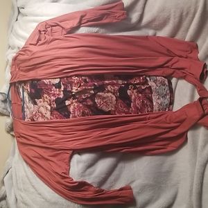 Torrid 3X floral womens shirt and Red/Rust color 3X cardigan set
